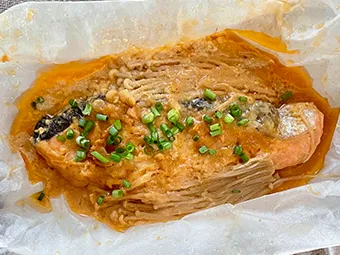 鮭とえのきの味噌マヨ蒸しのつくり方と仕上げ その6