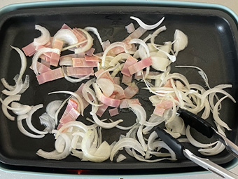 ホットプレートで作る新玉ねぎとそら豆の和風春パスタのつくり方 その8