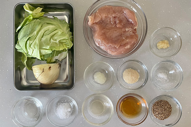 春キャベツの塩レモン蒸し鶏 その1