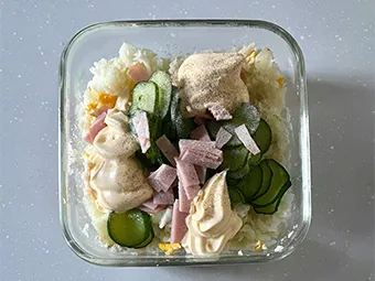 炊き込みご飯&ネギだれ蒸し鶏&ポテトサラダ 炊飯4