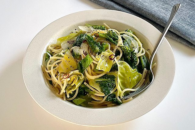 低温調理器でつくる春野菜パスタ