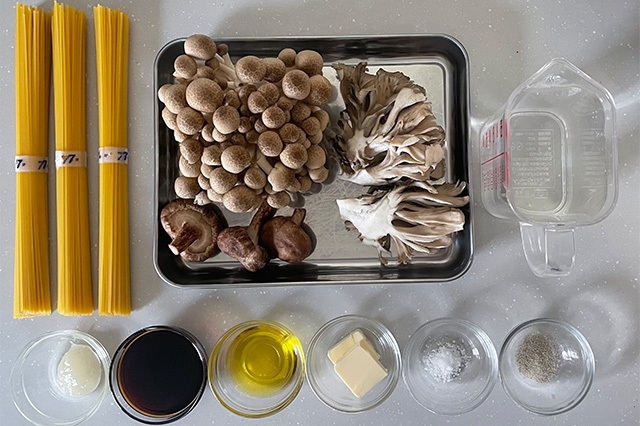 きのこのバター醤油パスタ 材料