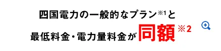 四国電力の一般的なプラン※1と最低料金・電力量料金が同額※2