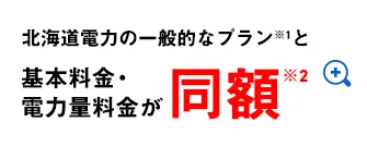 北海道電力の一般的なプラン※1と基本料金・電力量料金が同額※2