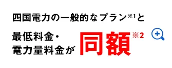 四国電力の一般的なプラン※1と最低料金・電力量料金が同額※2