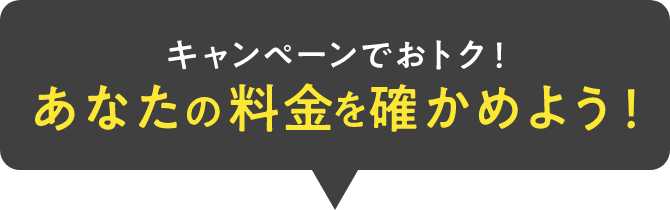 キャンペーンでおトク！ あなたの料金を確かめよう！