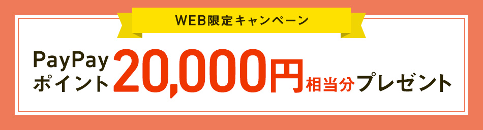 WEB限定キャンペーン PayPayポイント20,000円相当分プレゼント