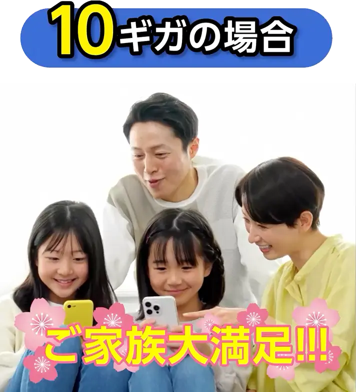 10ギガの場合 ご家族大満足!!!
