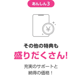 あんしん3 その他の特典も盛りだくさん! 充実のサポートと納得の価格