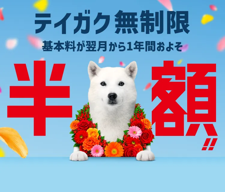 スマホとネットにご加入いただくとテイガク無制限 基本料がおよそ半額!!