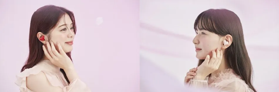 ハート型の愛らしいフォルムはそのままに、Hybrid ANCや低音重視モード