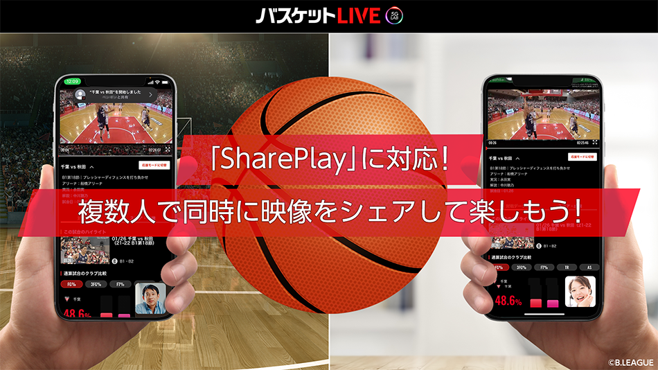 バスケットLIVE 5G LAB 「SharePlay」に対応!複数人で同時に映像をシェアして楽しもう!© B.LEAGUE