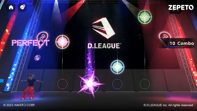 D.LEAGUEワールド内ダンスゲーム「DANCE BATTLE」の様子