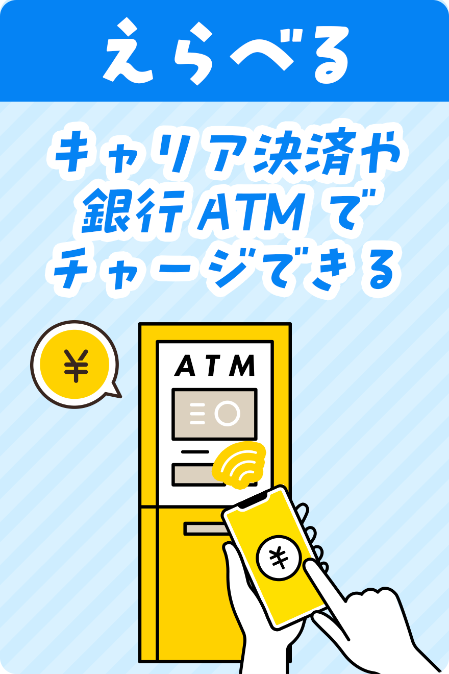 えらべる キャリア決済や銀行ATMでチャージできる