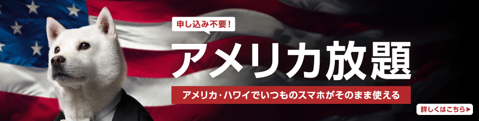 申し込み不要！アメリカ放題 アメリカ・ハワイでいつものスマホがそのまま使える 詳しくはこちら
