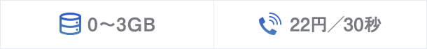 データ0〜3GB 通話22円/30秒