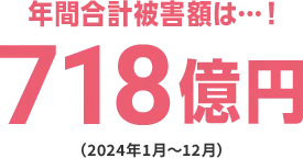 年間合計被害額は・・・！ 718億円（2024年1月～12月）