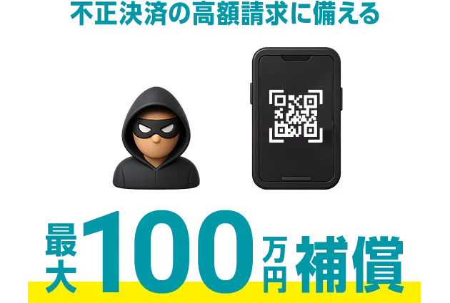 不正決済の高額請求に備える 最大100万円補償