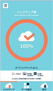 100%になったら、バックアップ完了