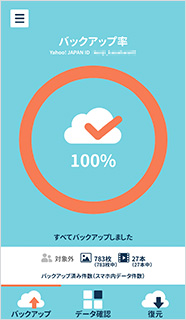 100%になったら、バックアップ完了
