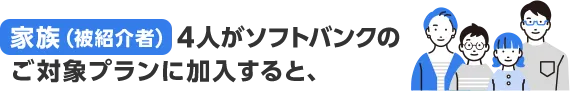 家族（被紹介者）4人がソフトバンクのご対象プランに加入すると、