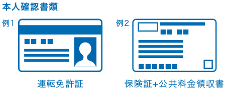 本人確認書類 運転免許書、保険証+公共料金領収書