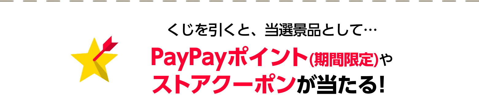 くじを引くと、当選景品として…PayPayポイントやストアクーポンが当たる!