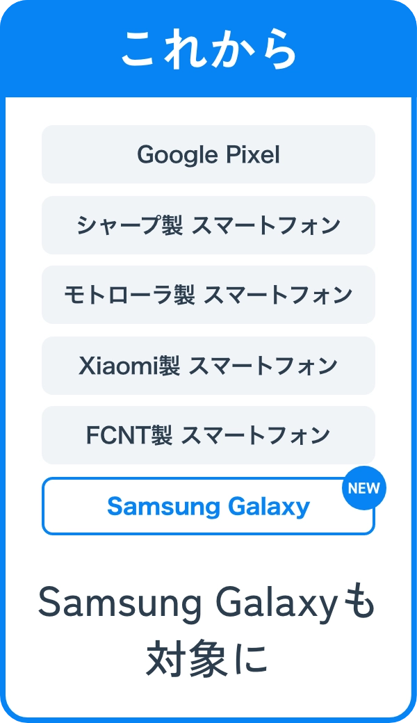 これから Samsung Galaxyは対象に