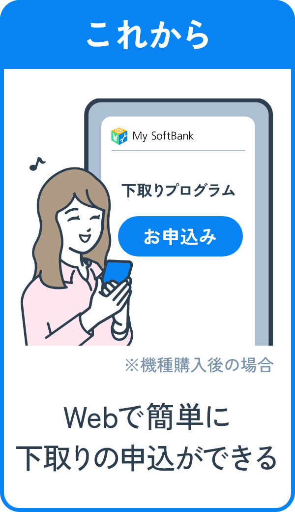 これから Webで簡単に下取りの申込ができる ※機種購入後の場合