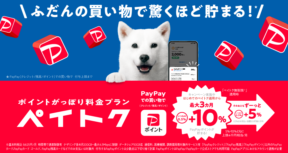 ポイントがっぽり料金プラン ペイトクのキャンペーンバナー