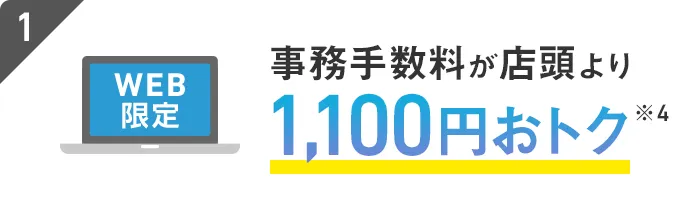 事務手数料が店頭より1,100円おトク※4