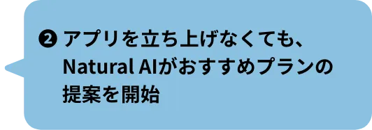 ❷ アプリを立ち上げなくても、Natural AIがおすすめプランの提案を開始
