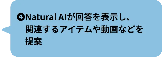 ❹Natural AIが回答を表示し、関連するアイテムや動画などを提案