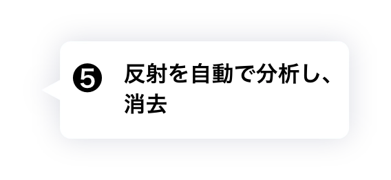 ⑤反射を自動で分析し、消去