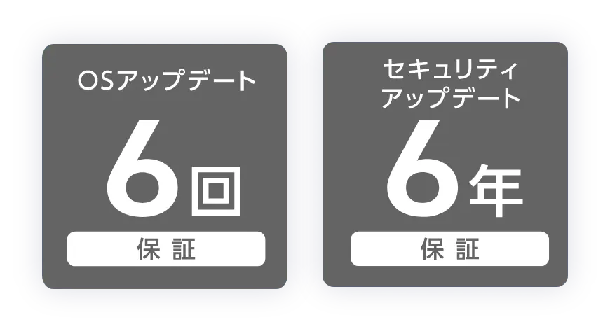 OSアップデート6回保証 セキュリティアップデート6年保証