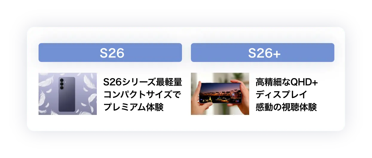 S26 S26シリーズ最軽量コンパクトサイズでプレミアム体験/S26+ 高精細なQHD+ディスプレイ 感動の視聴体験