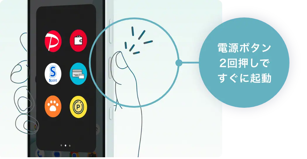 電源ボタン 2回押しですぐに起動