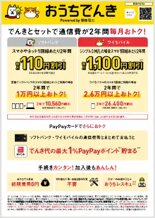 おうちでんきチラシ（関西電力エリア版）